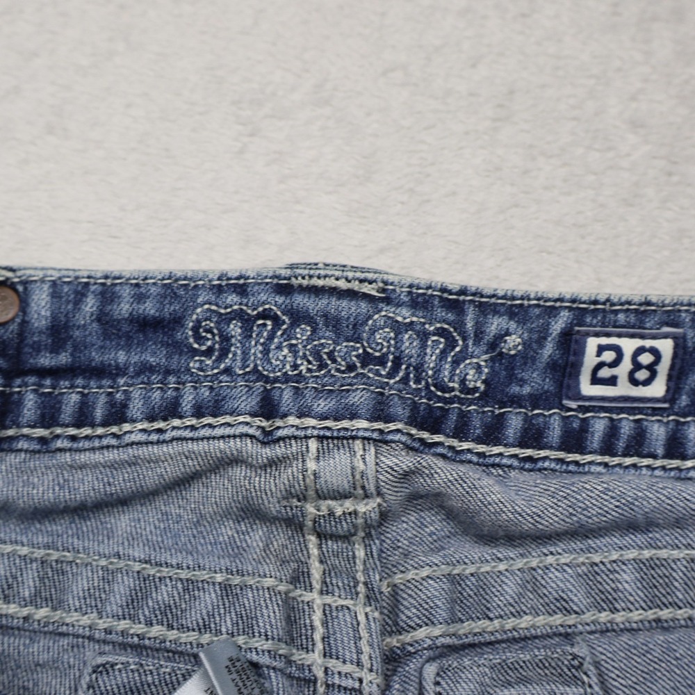 Miss Me Jeans Women 28 Medium Wash Rhinestone Embroidered Bootcut Fade READ - Picture 8 of 16